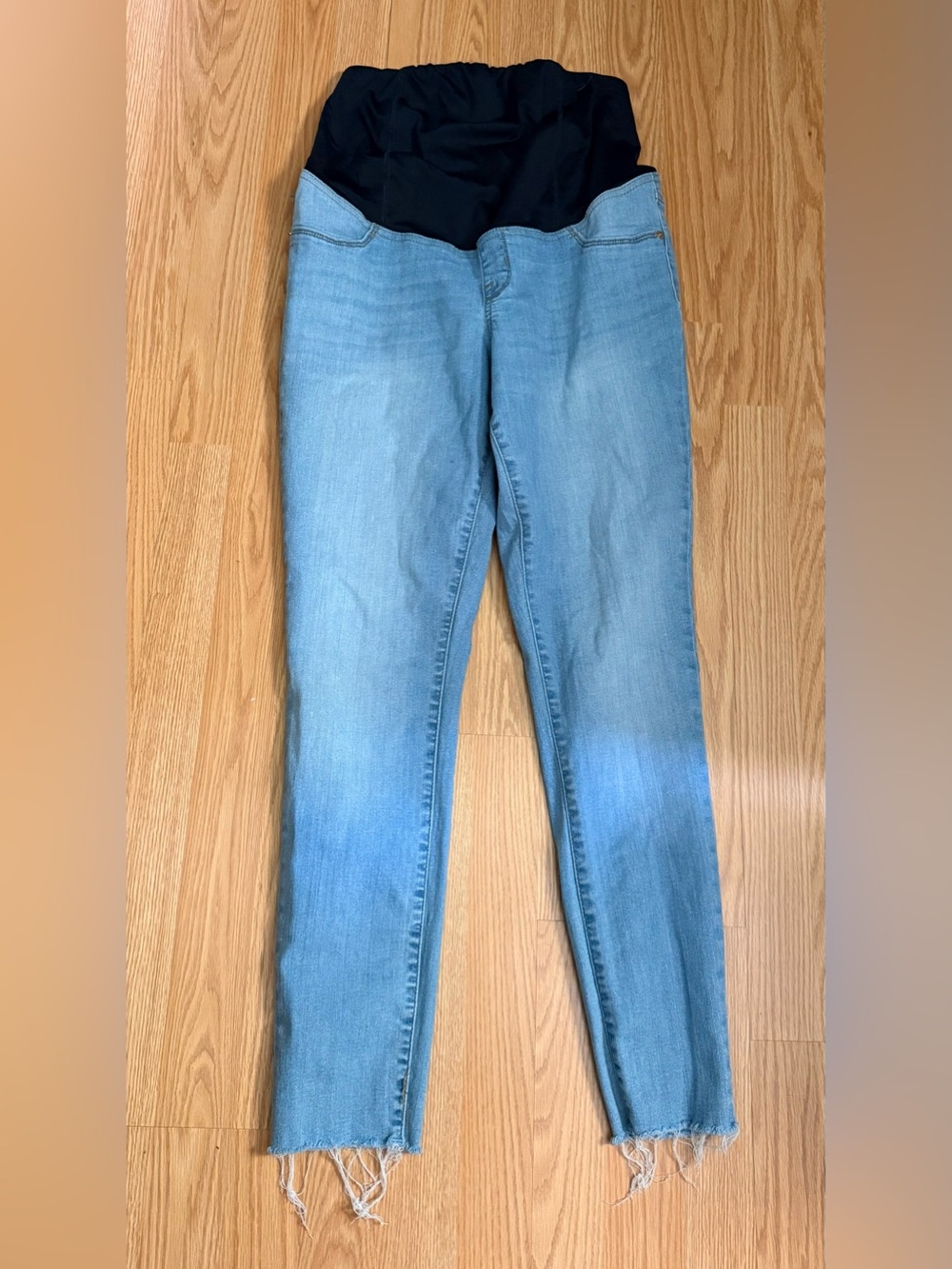 Target Light Blue Maternity Skinny Jeans with Black Waistband